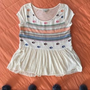 American Eagle • Embroidered Boho Top